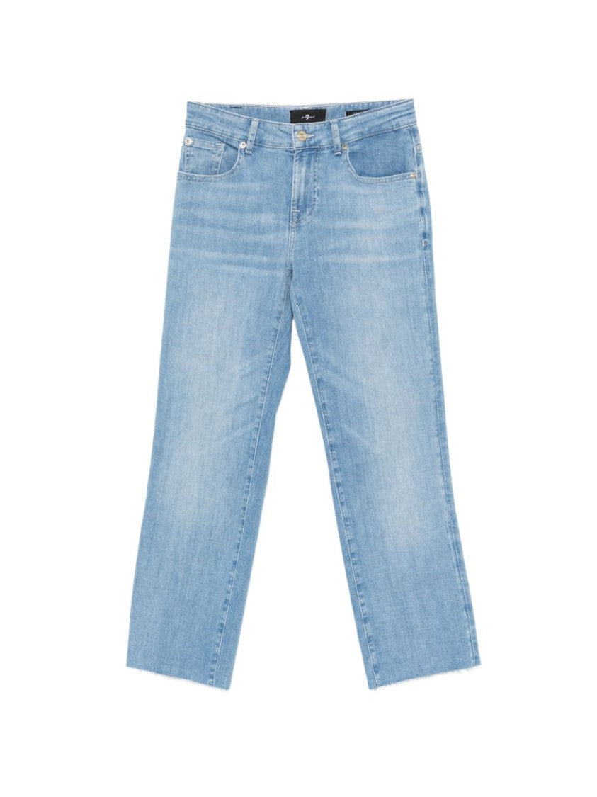 Seven Cropped Wide-Leg Jeans With Mid-Rise Waist And Faded Effect