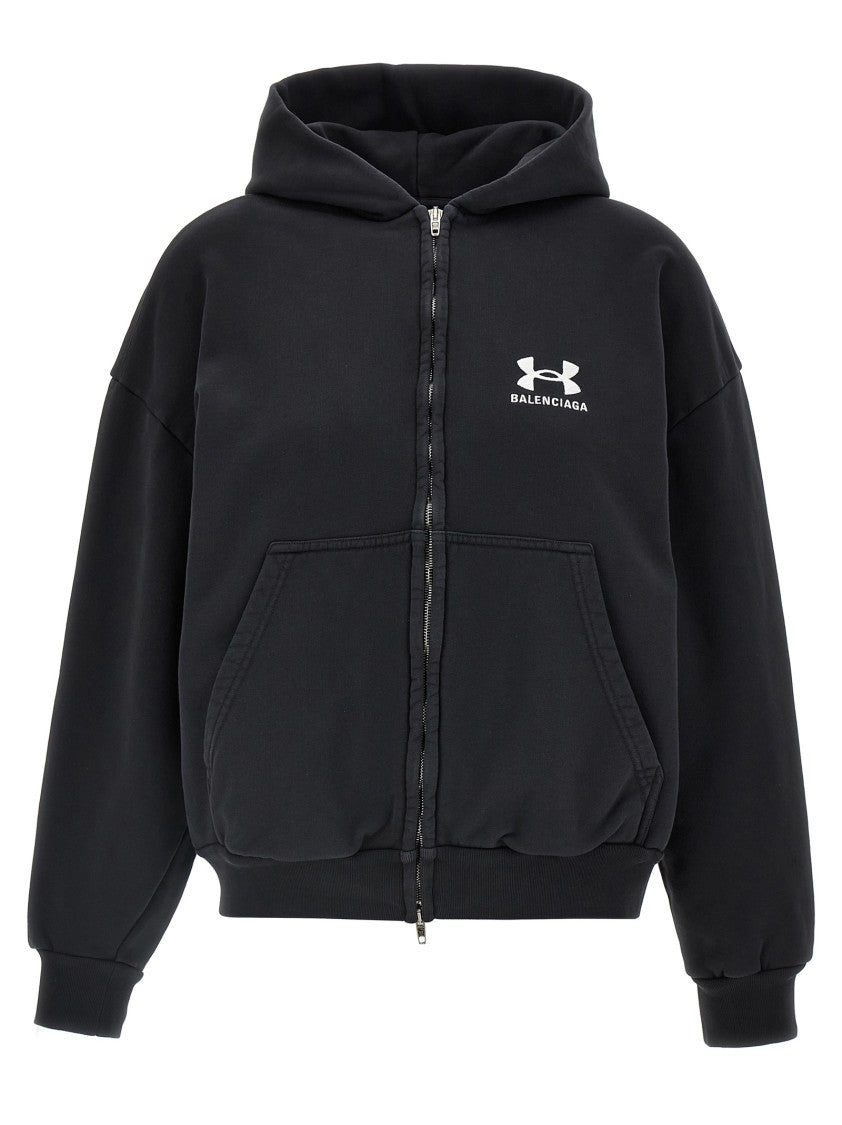 Balenciaga Fleece Hoodie With Logo Embroidery