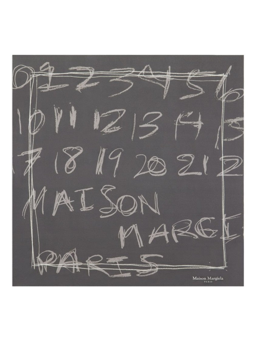 Maison Margiela Artistic Dark Grey Silk Scarf