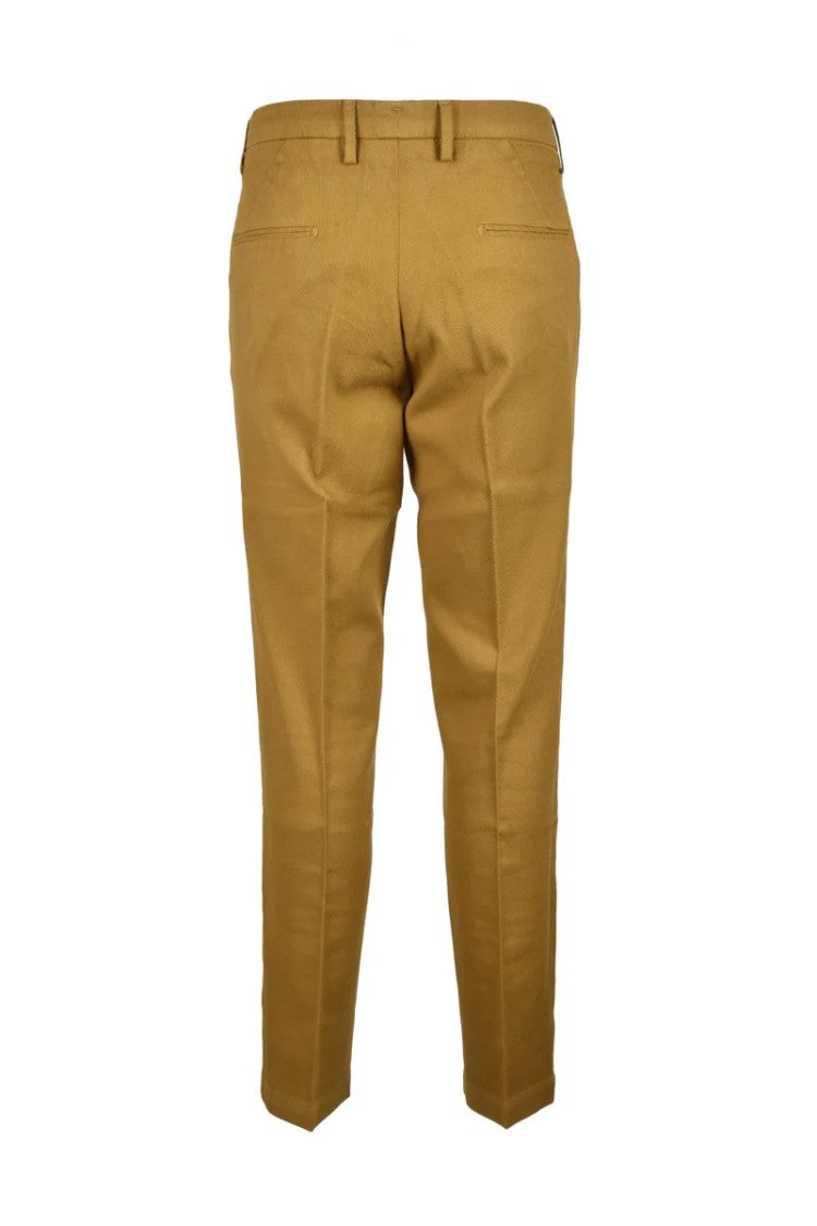 Bro Ship Brown Cotton Stretch Slim Fit Trousers With Functional Pockets