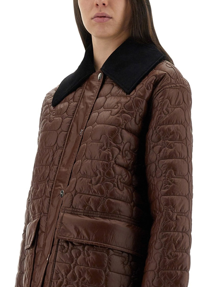 Ganni Quilted Midi Front Flap Jacket