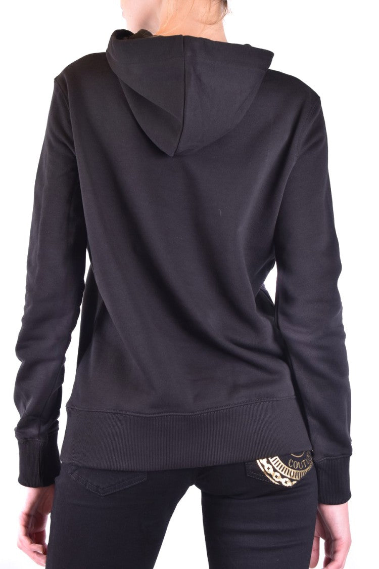 Versace Jeans Couture Hooded Black Sweatshirt With Bold Logo Print