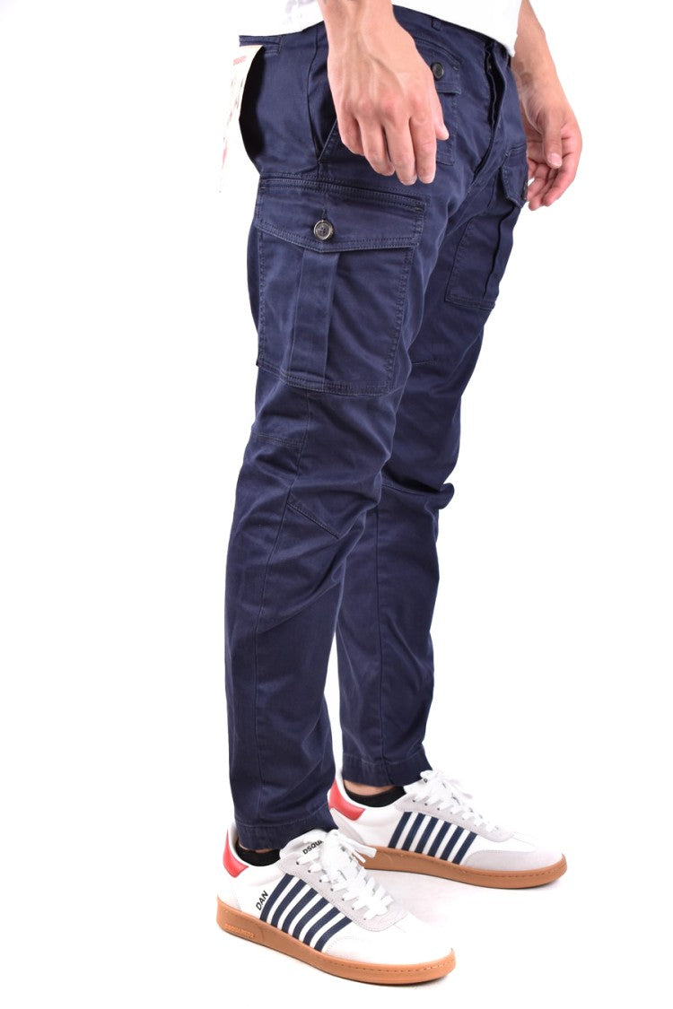 Dsquared2 Tailored Blue Cargo Trousers Fabric Blend