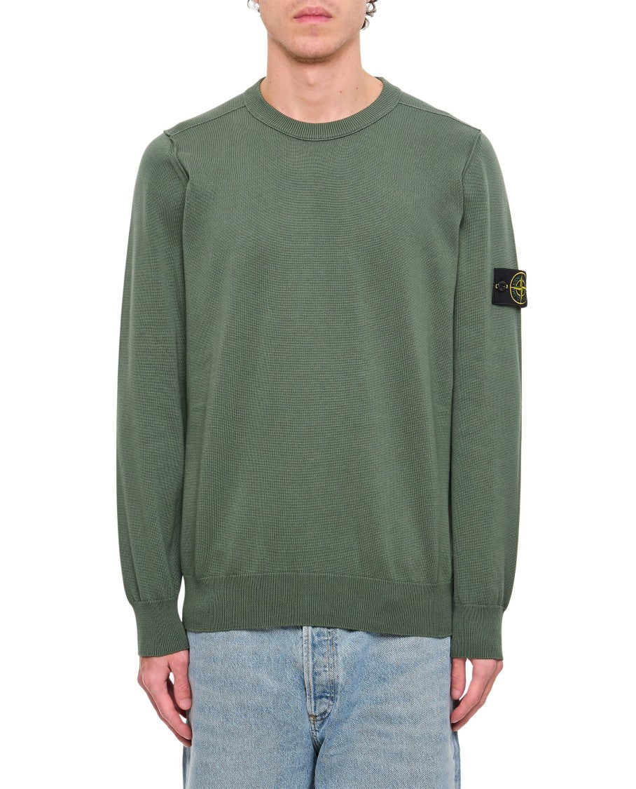 Stone Island Classic Crewneck Sweatshirt With Elastic Detailingiconic Arm Label