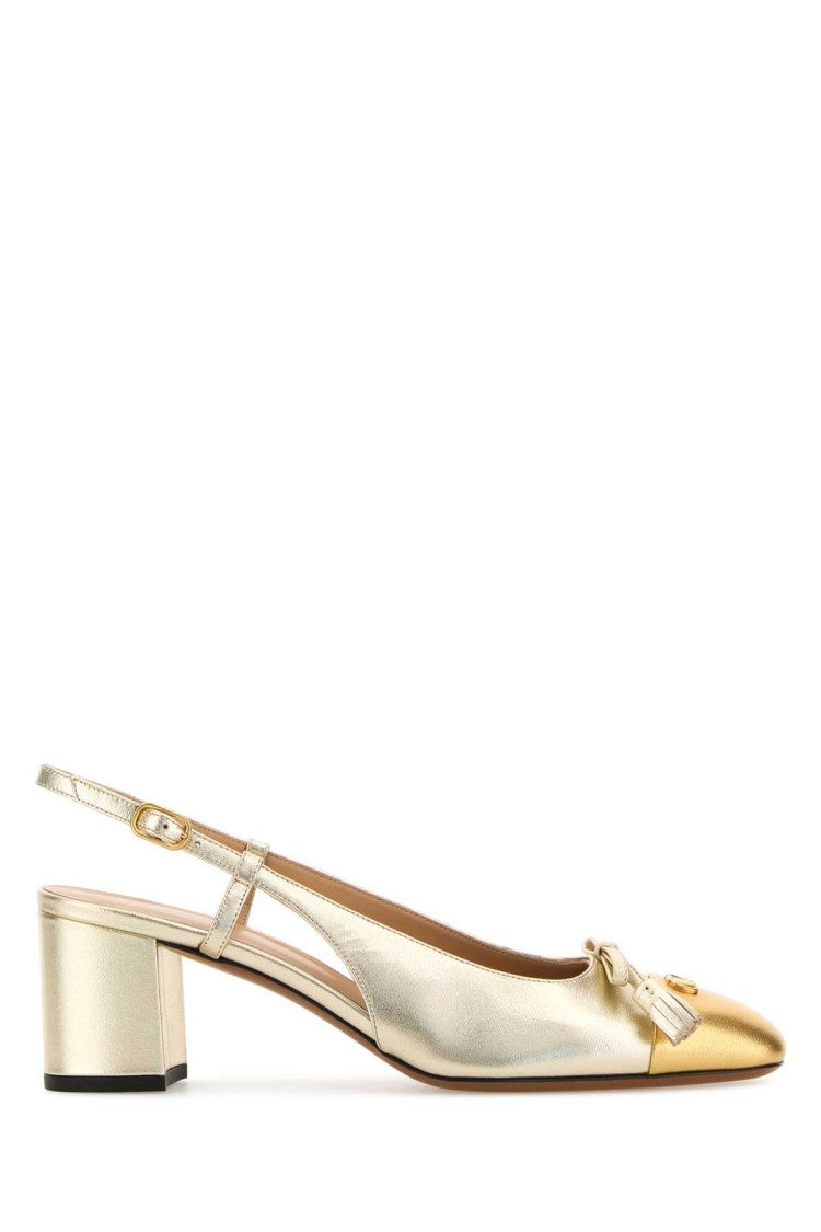 Valentino Garavani Gold Leather Vlogo Signature Pumps