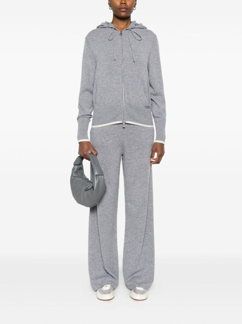 Pinko Soft Knit Zip-Up Sweater With Drawstring Hood