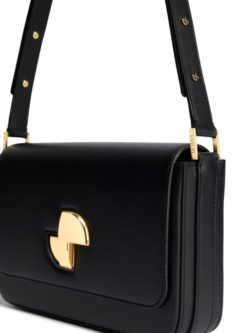 Patou Rectangular Black Leather Shoulder Bag