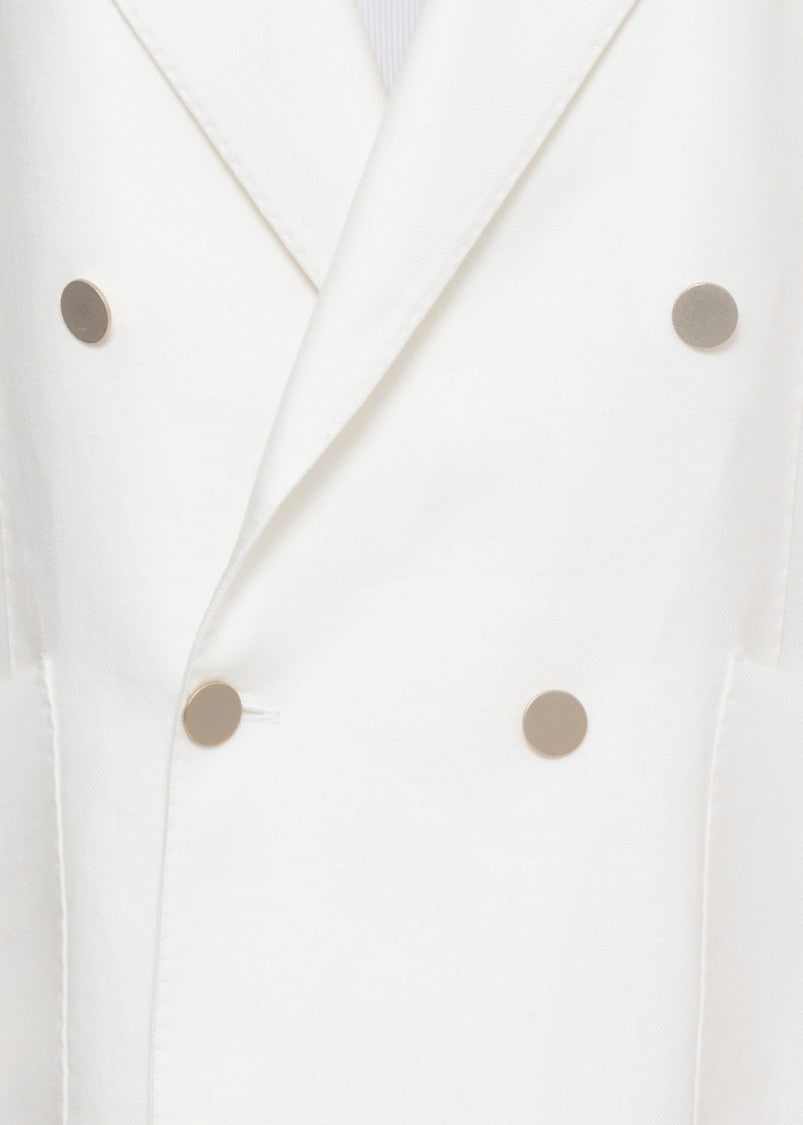 Briglia 1949 White Blanchette Double-Breasted Wool Blazer