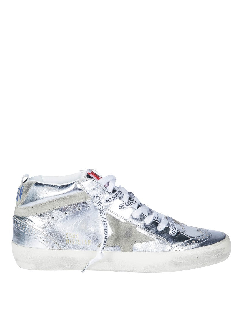 Golden Goose Mid Star Laminated Upper Spur Suede Star Sneakers