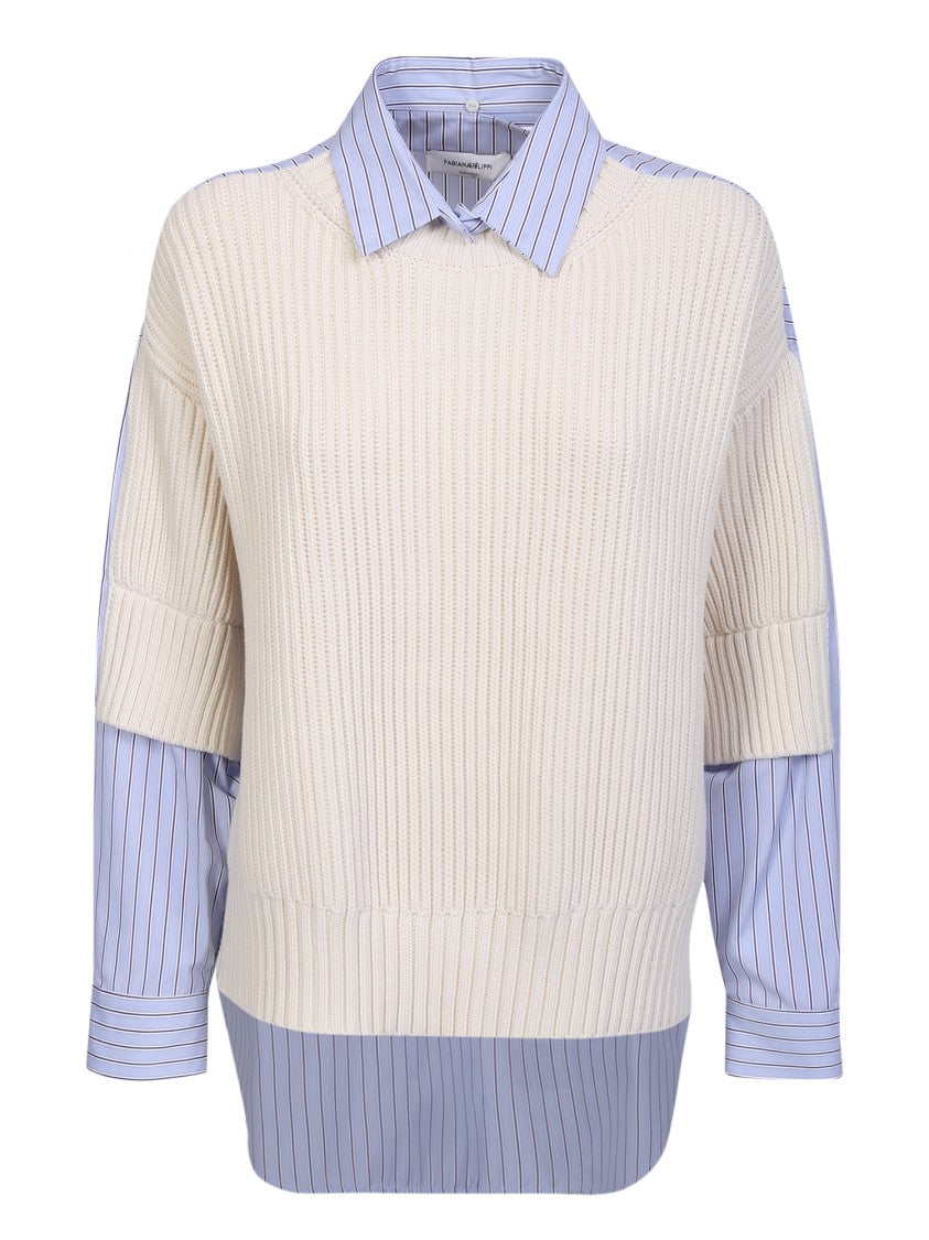 Fabiana Filippi Rib-Panel Stripe-Print Shirt