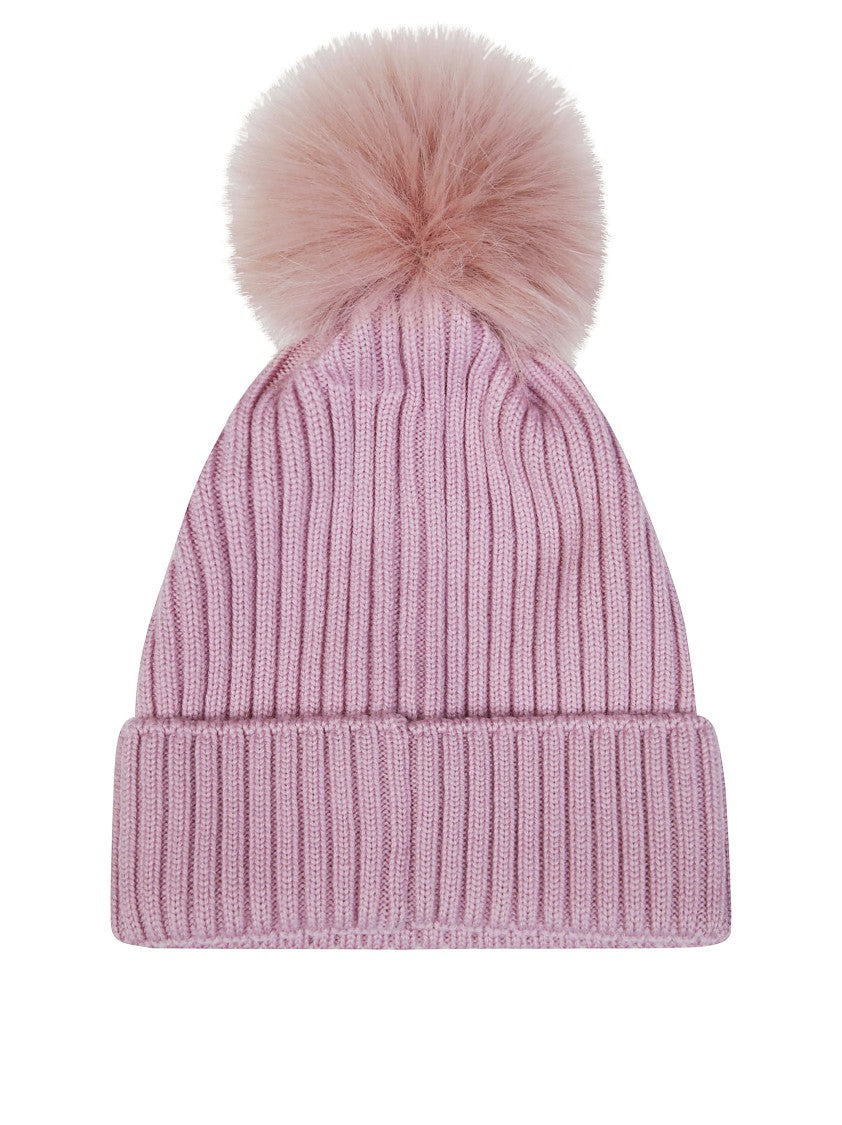 Moncler Ribbed Knit Beanie With Fluffy Pom-Pom