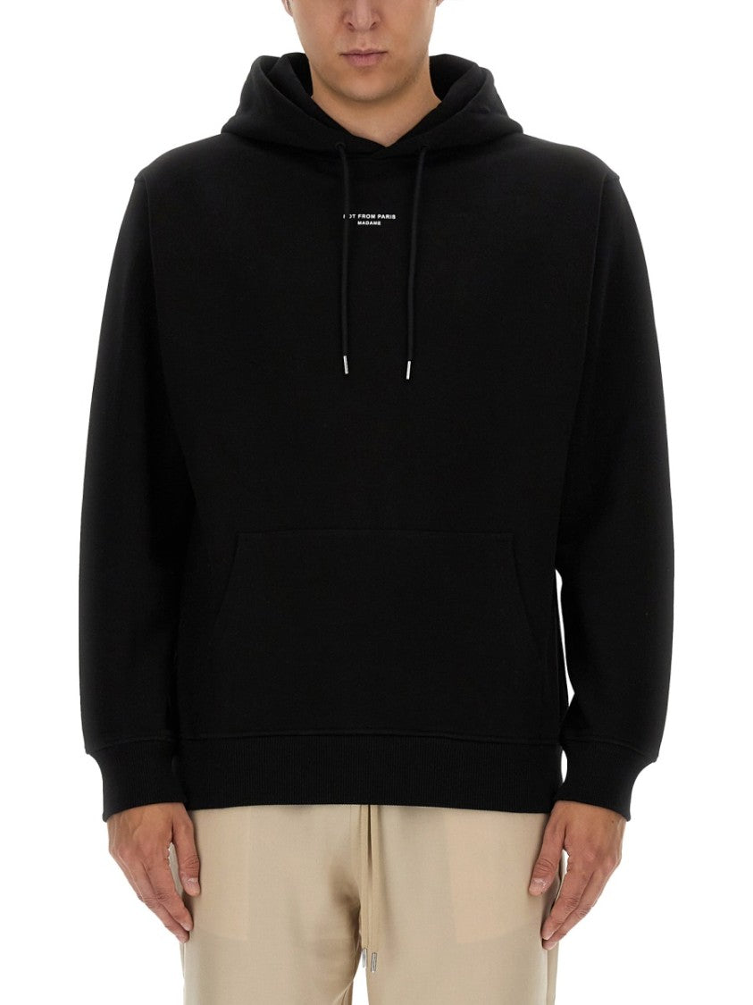 Drôle De Monsieur Relaxed Black Cotton Text Hoodie