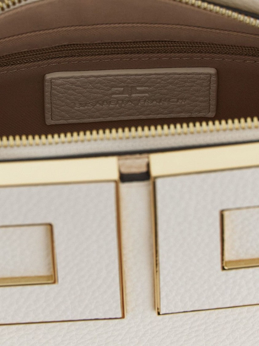 Elisabetta Franchi Geometric Gold Detail Leather Handbag