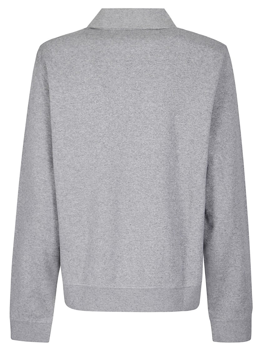 Samsoe Samsoe Heather Grey Long-Sleeve Polo Shirt
