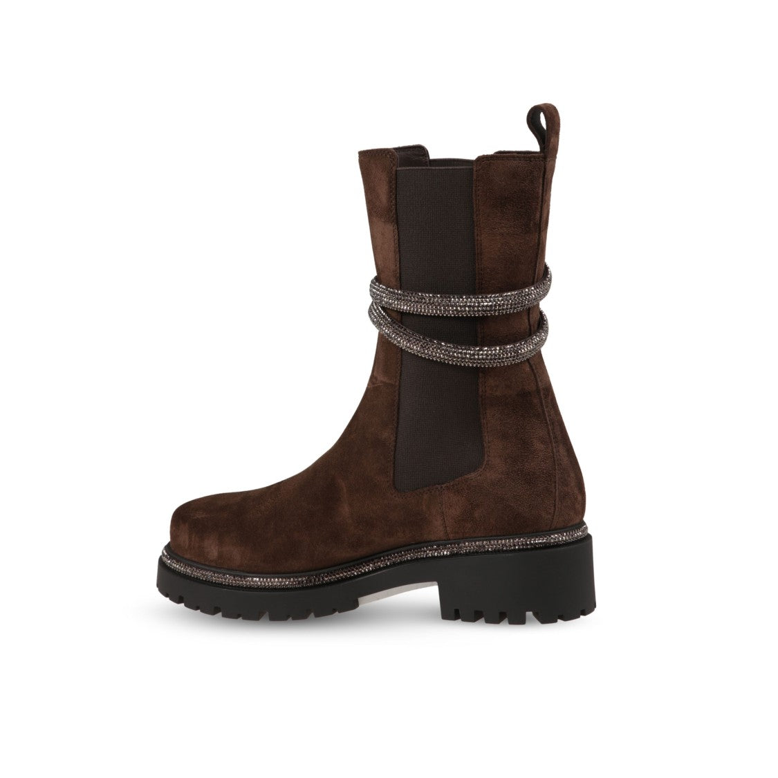 René Caovilla Rugged Black Biker Boots With Lace-Up Front And Reinforced Details