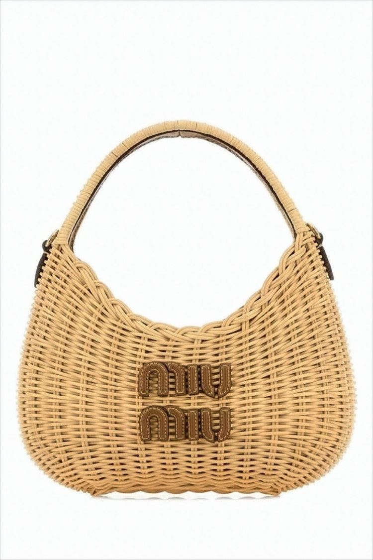 Miu Miu Woven Wicker Shoulder Bag