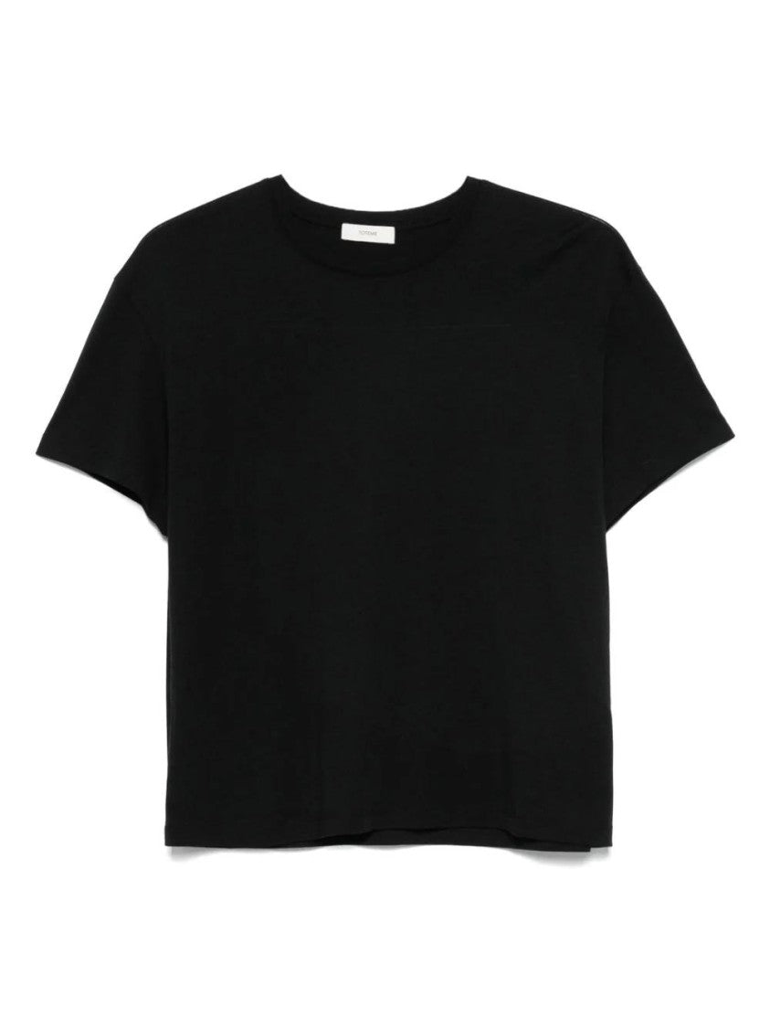 Totême Cropped Black Tee With Minimalist Design