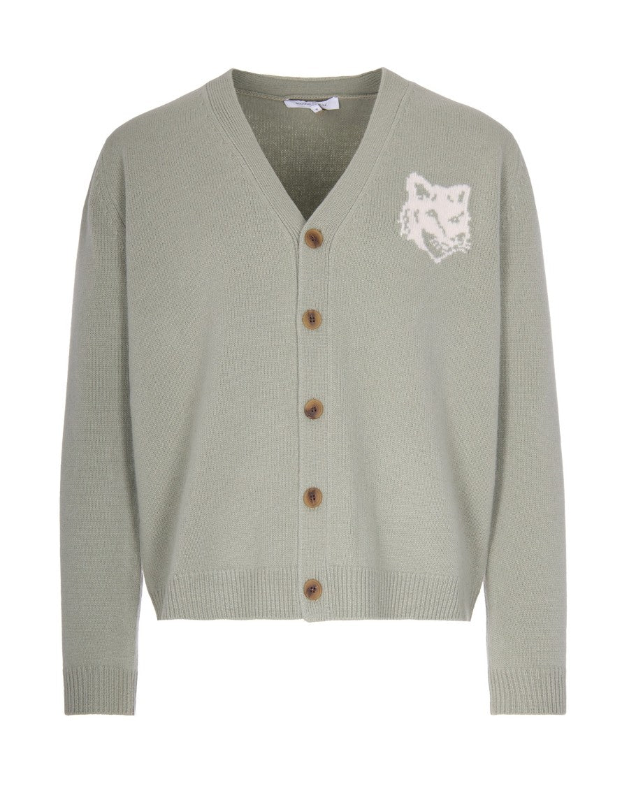Maison Kitsuné Regular Fit Ribbed Knit Cardigan