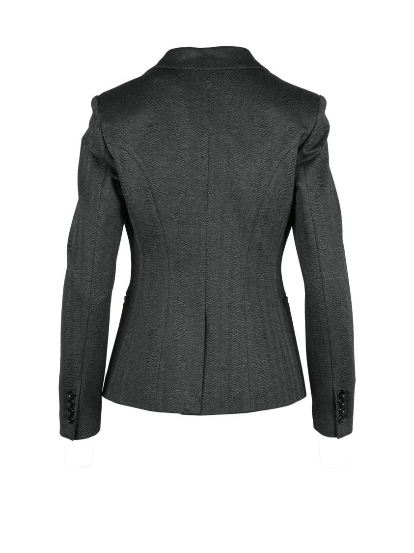 Dondup Black Logo Lined Viscose-Blend Blazer