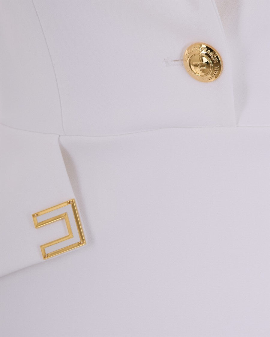 Elisabetta Franchi Ivory Lapel Mini Dress