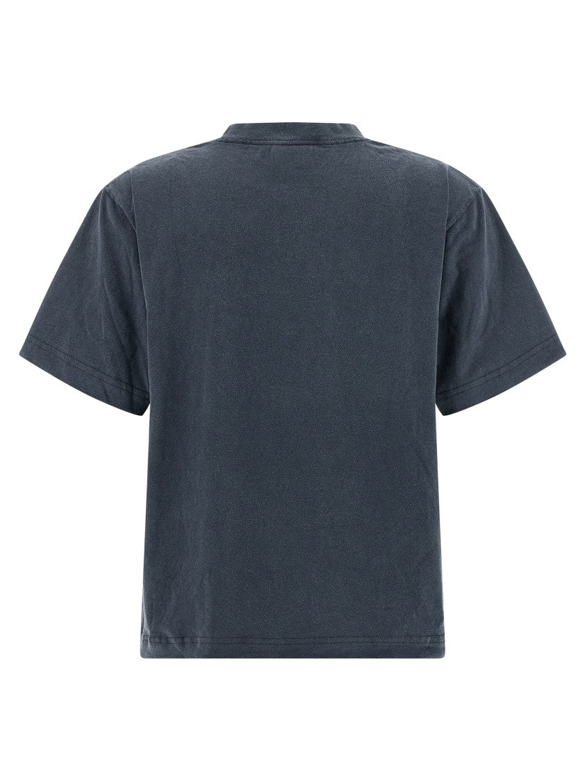 Balenciaga Front Embroidered Dry Jersey Cotton T-Shirt With Crew Neck