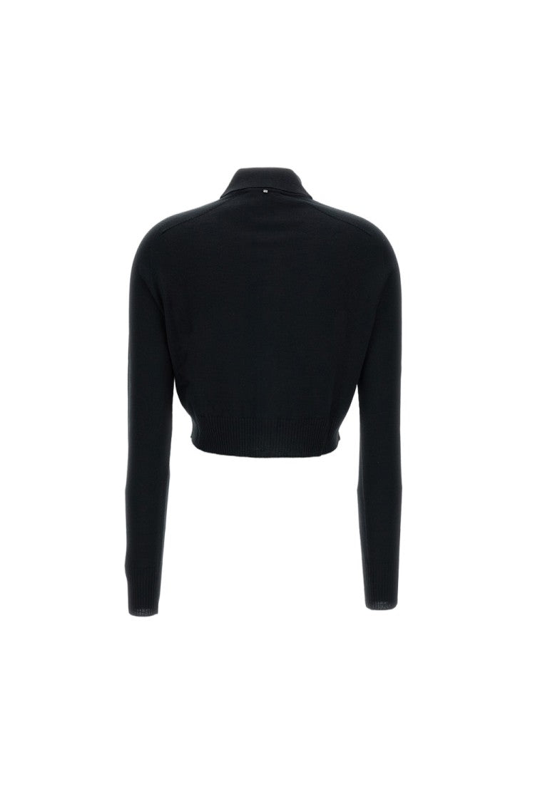 Sportmax Cropped Black Wool Sweater