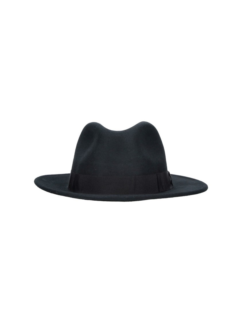 Borsalino Wide-Brimmed Merino Wool Fedora With Tonal Ribbon