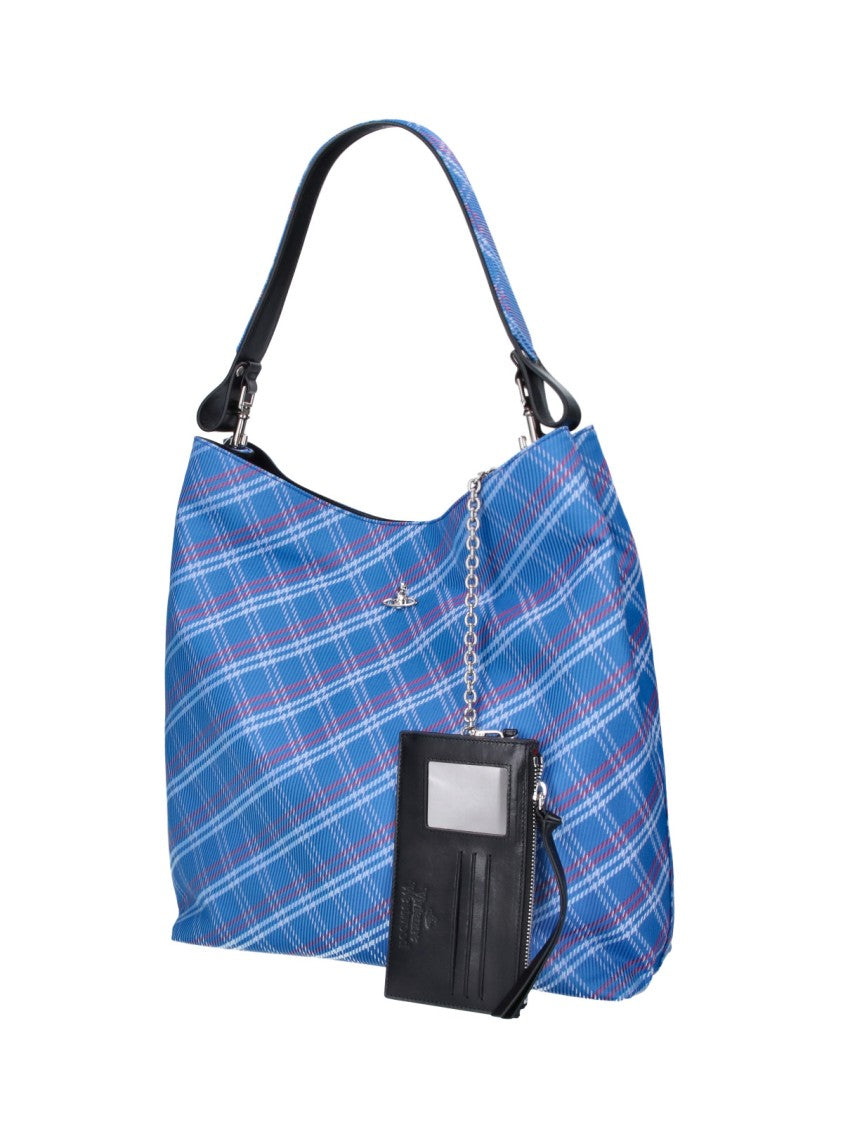 Vivienne Westwood Blue Large Lottie Stuart Tartan Fabric Shoulder Bag