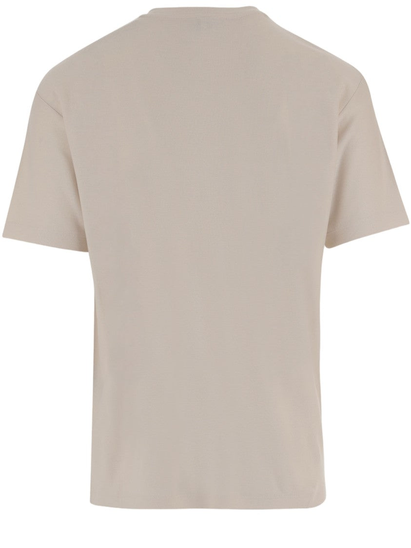 Giorgio Armani Viscose T-Shirt With Front Logo Print And Straight Hem