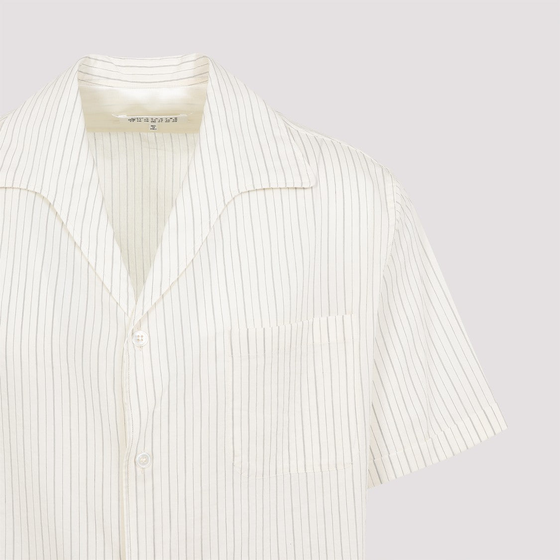 Maison Margiela Relaxed-Fit White Shirt With Subtle Vertical Stripes