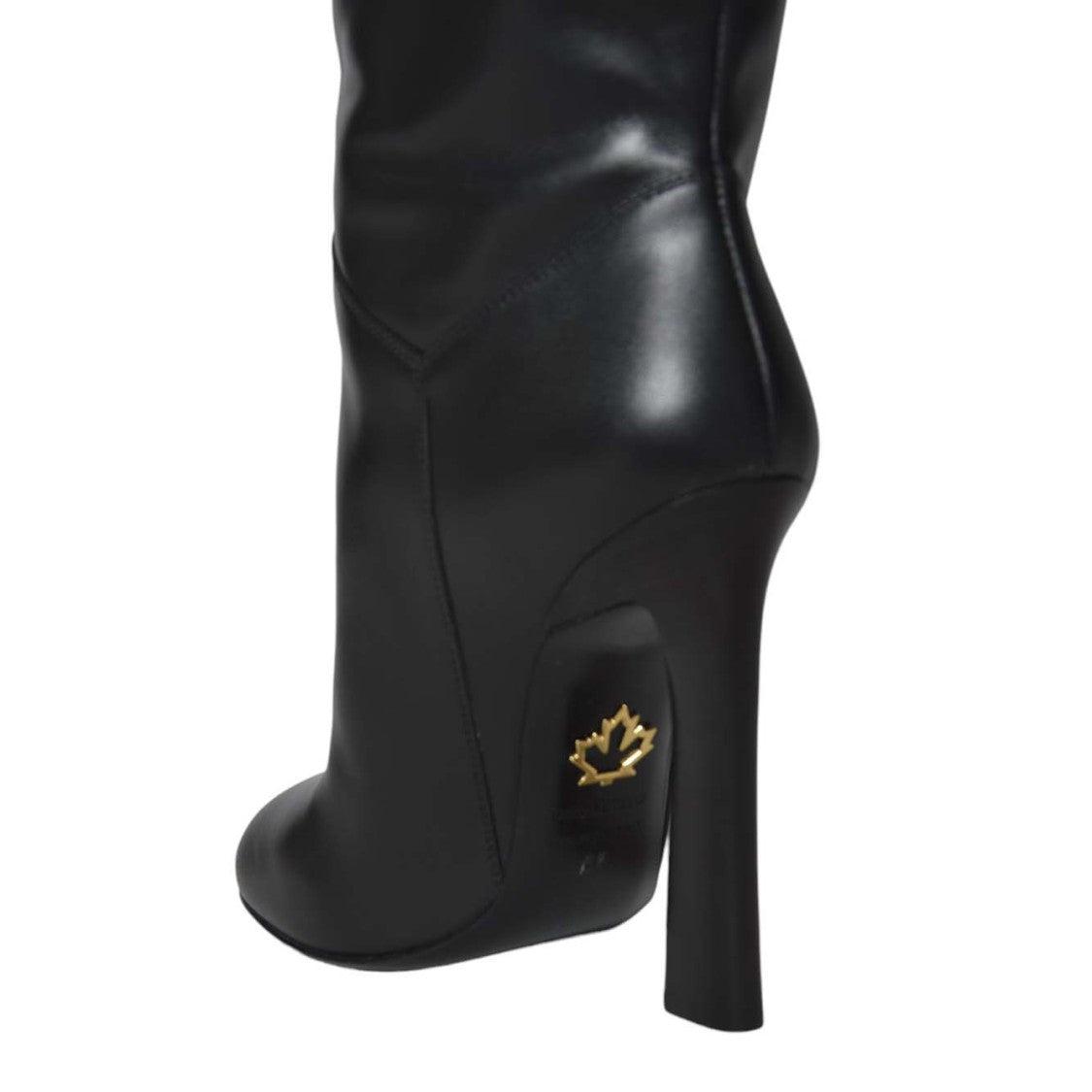 Dsquared2 Over-The-Knee Black Leather Boots With Block Heel