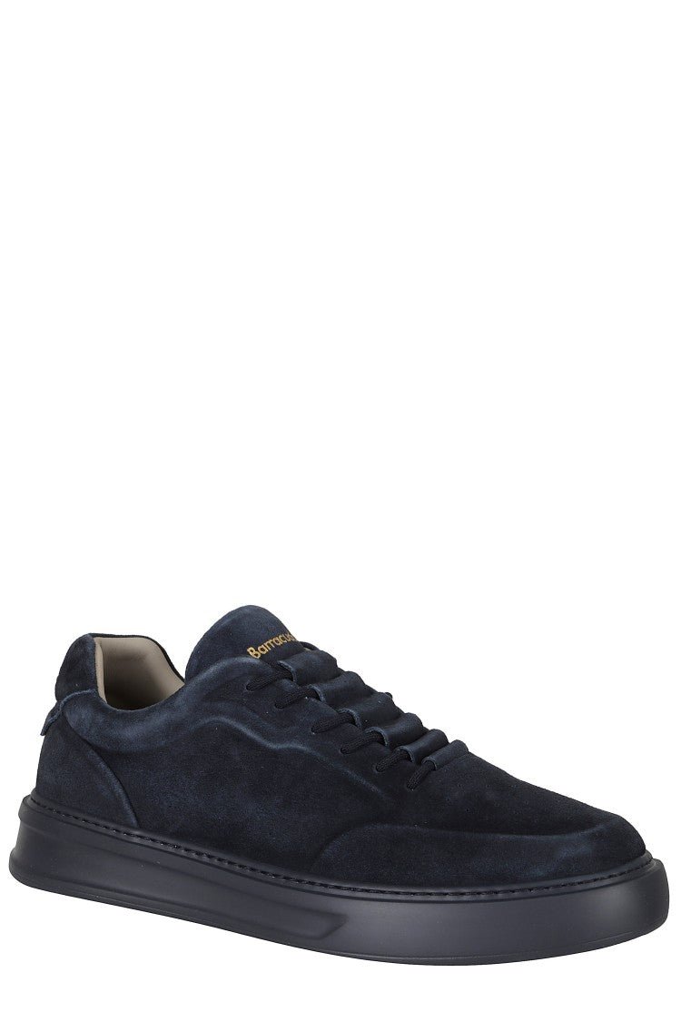Barracuda Phoenix Blue Low-Top Gold Logo Suede Sneakers