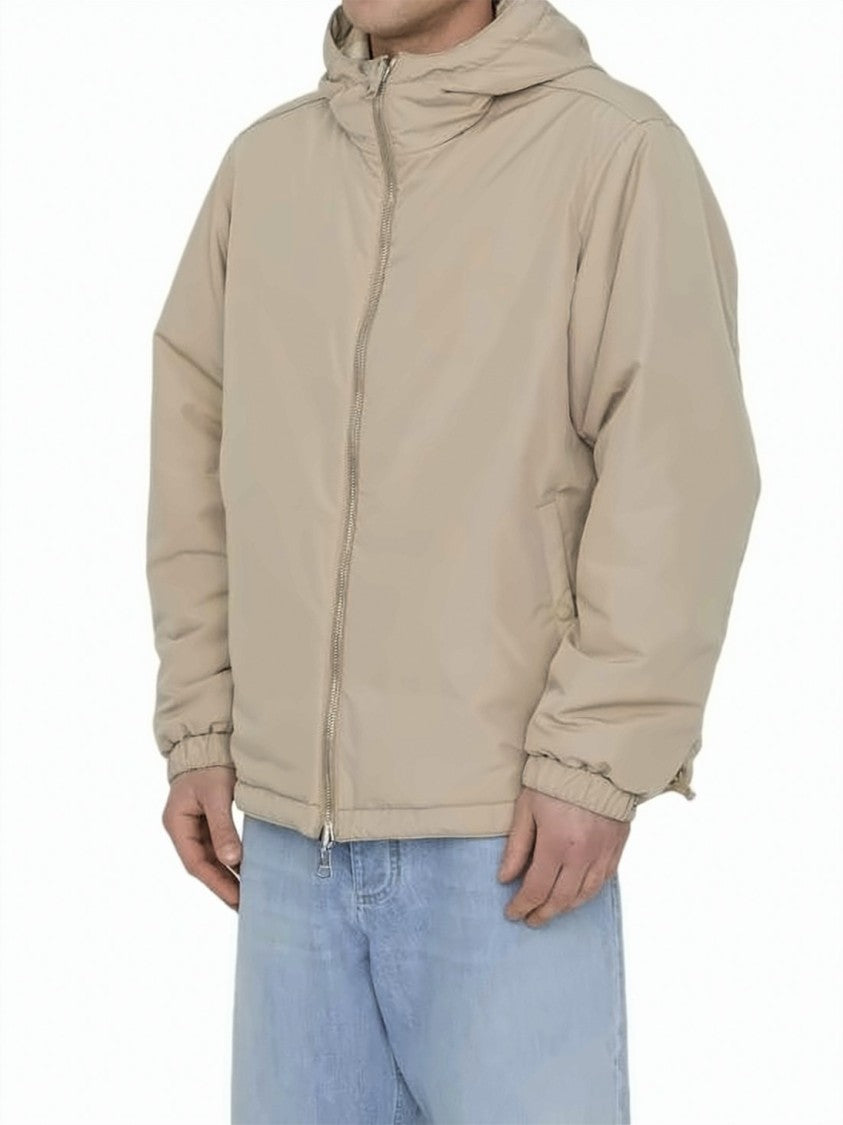Burberry Reversible Beige Check Jacket With Hood And Relaxed Fit