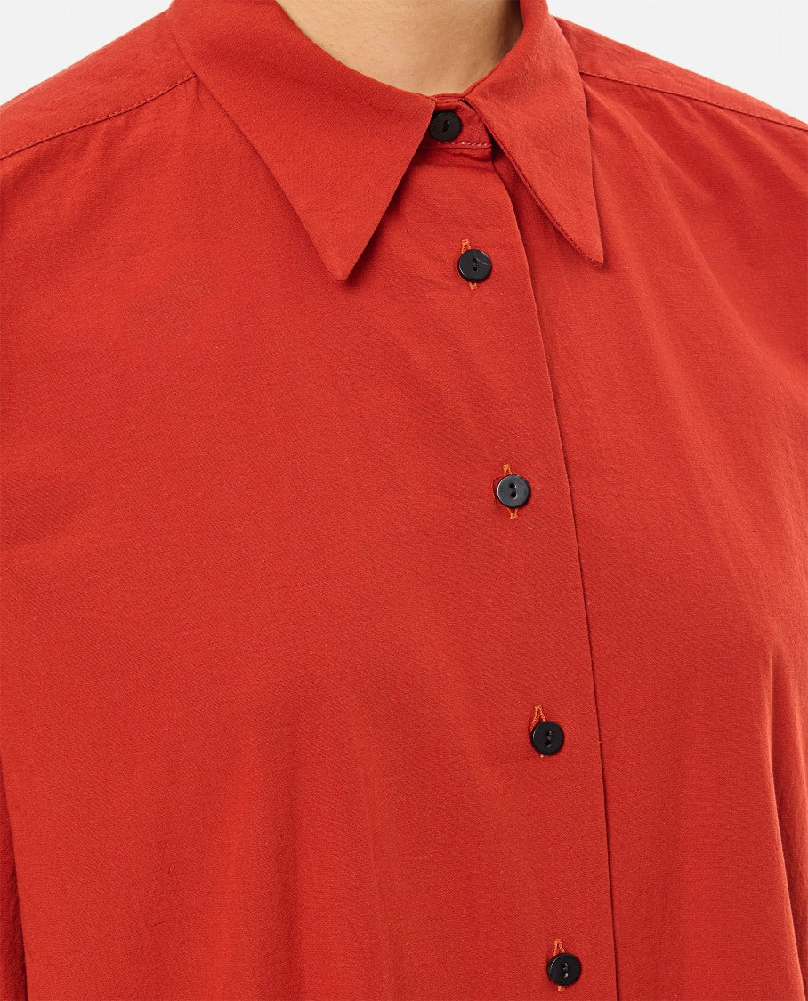 Dusan Red Shirt With Pointed Collar And Elegant Draping