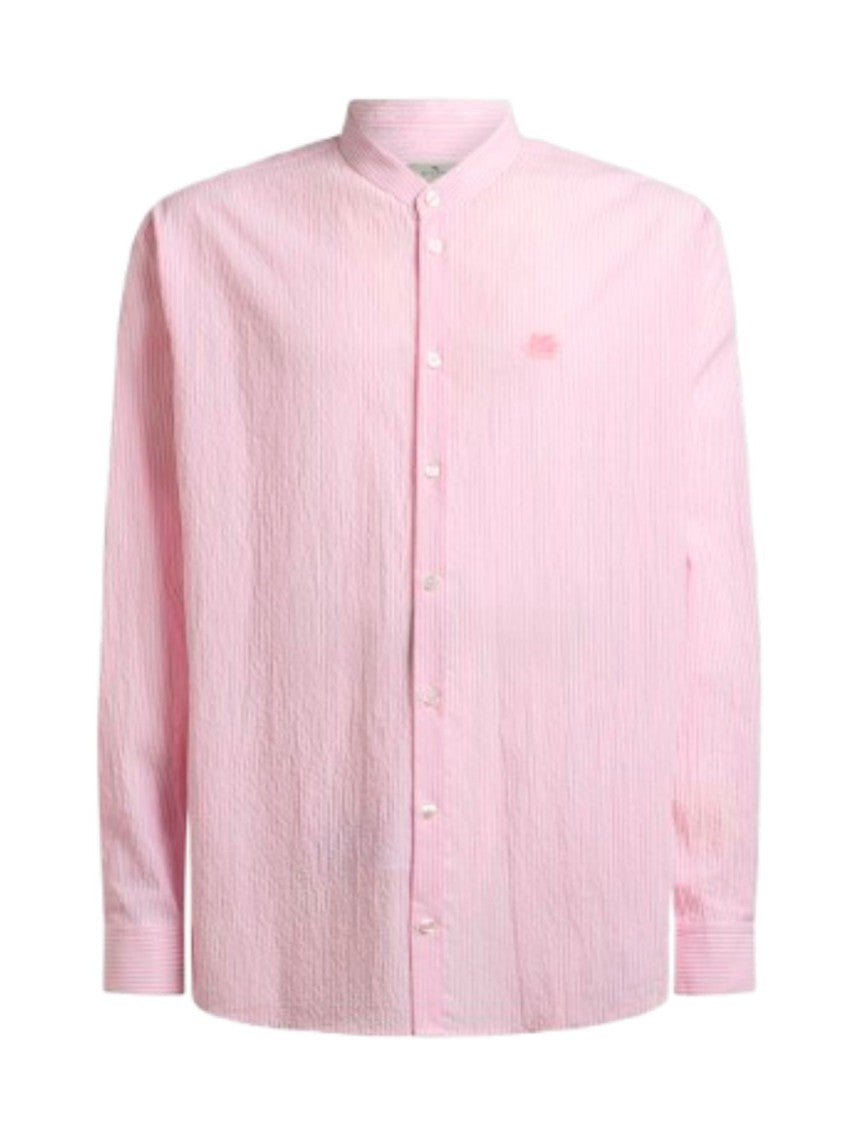 Etro Vertical Striped Casual Shirt With Mandarin Collar
