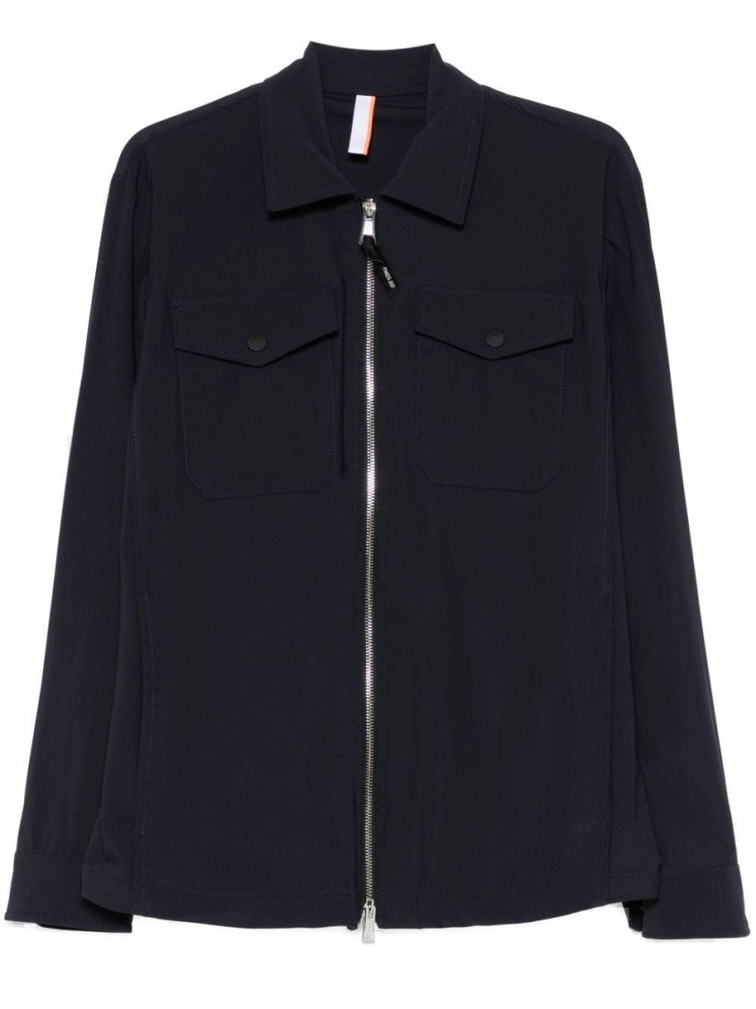 Pmds Navy Blue Two-Way Zip Shirt With Practical Flap Pockets