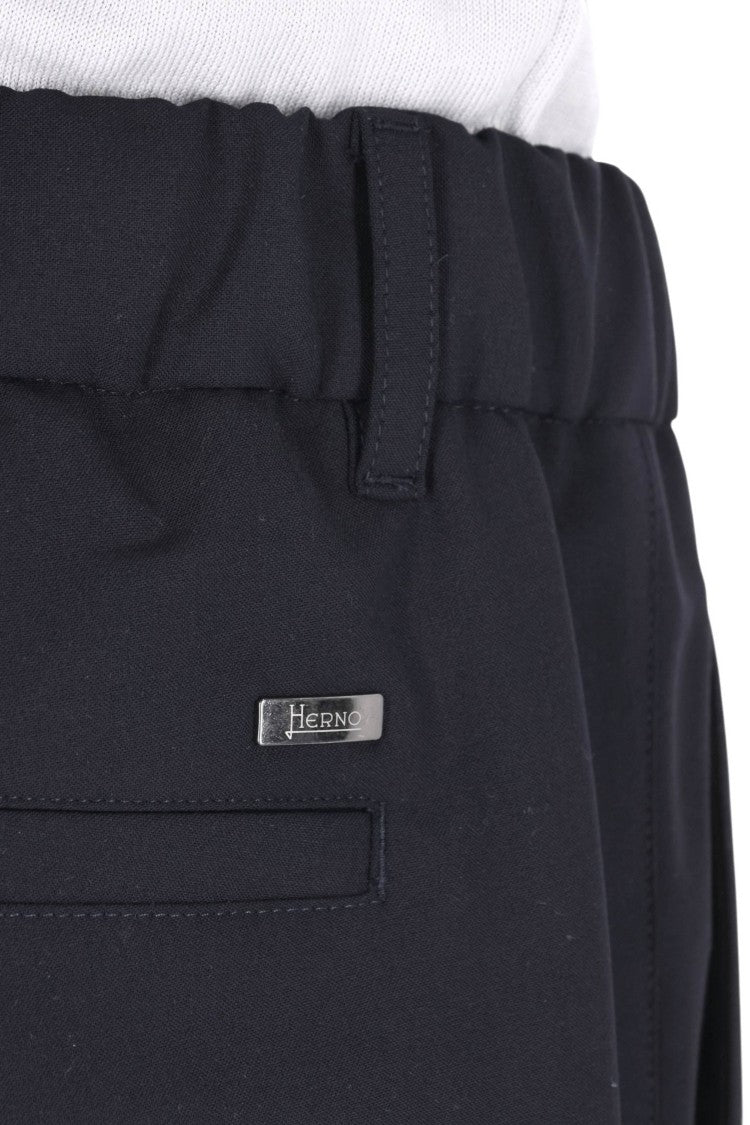 Herno Blue Technical Wool Drawstring Pants