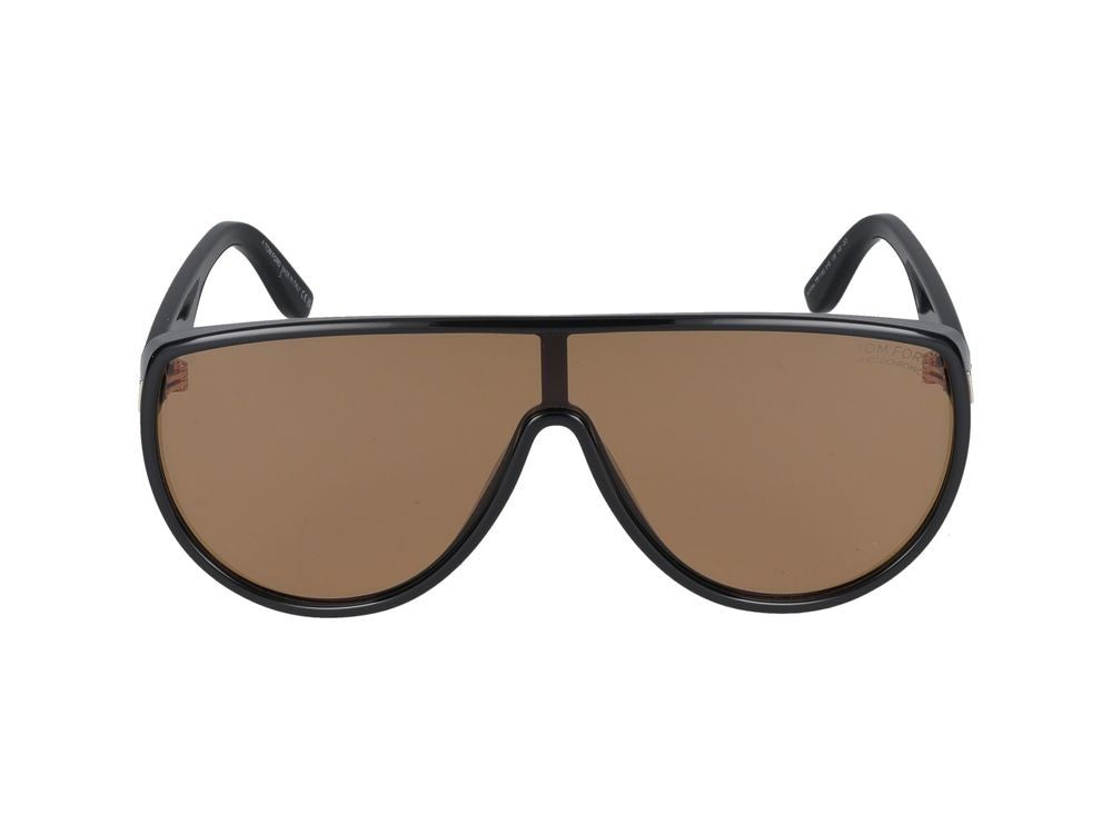 Tom Ford Brown Injected Oversized Shield Sunglasses