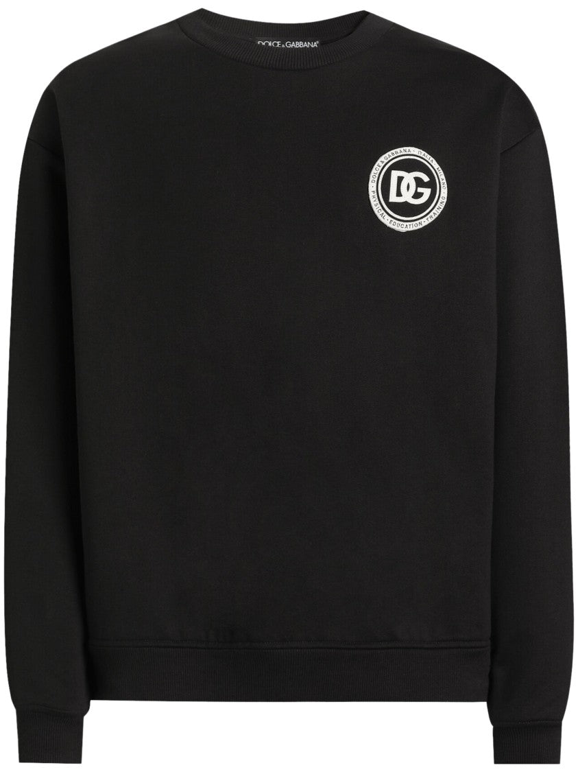 Dolce & Gabbana Crewneck Knit Sweatshirt With Ribbed Cuffs