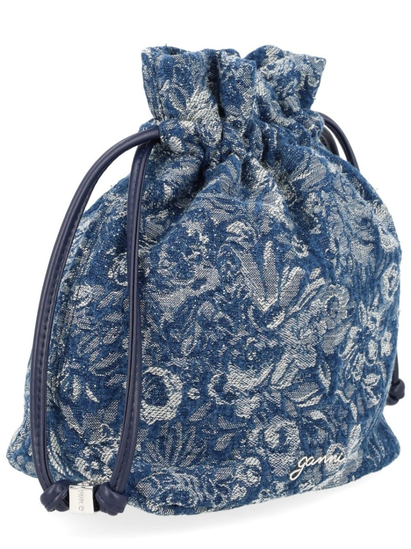 Ganni Tapestry Woven Organic Cotton Drawstring Bag