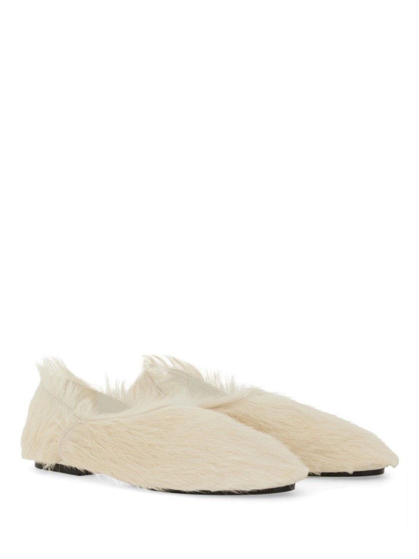 Jil Sander Pointed-Toe Low Calfskin Slipper With Textured Finish