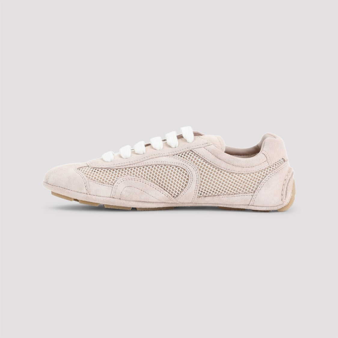 Prada Low-Profile Suede And Mesh Sneakers