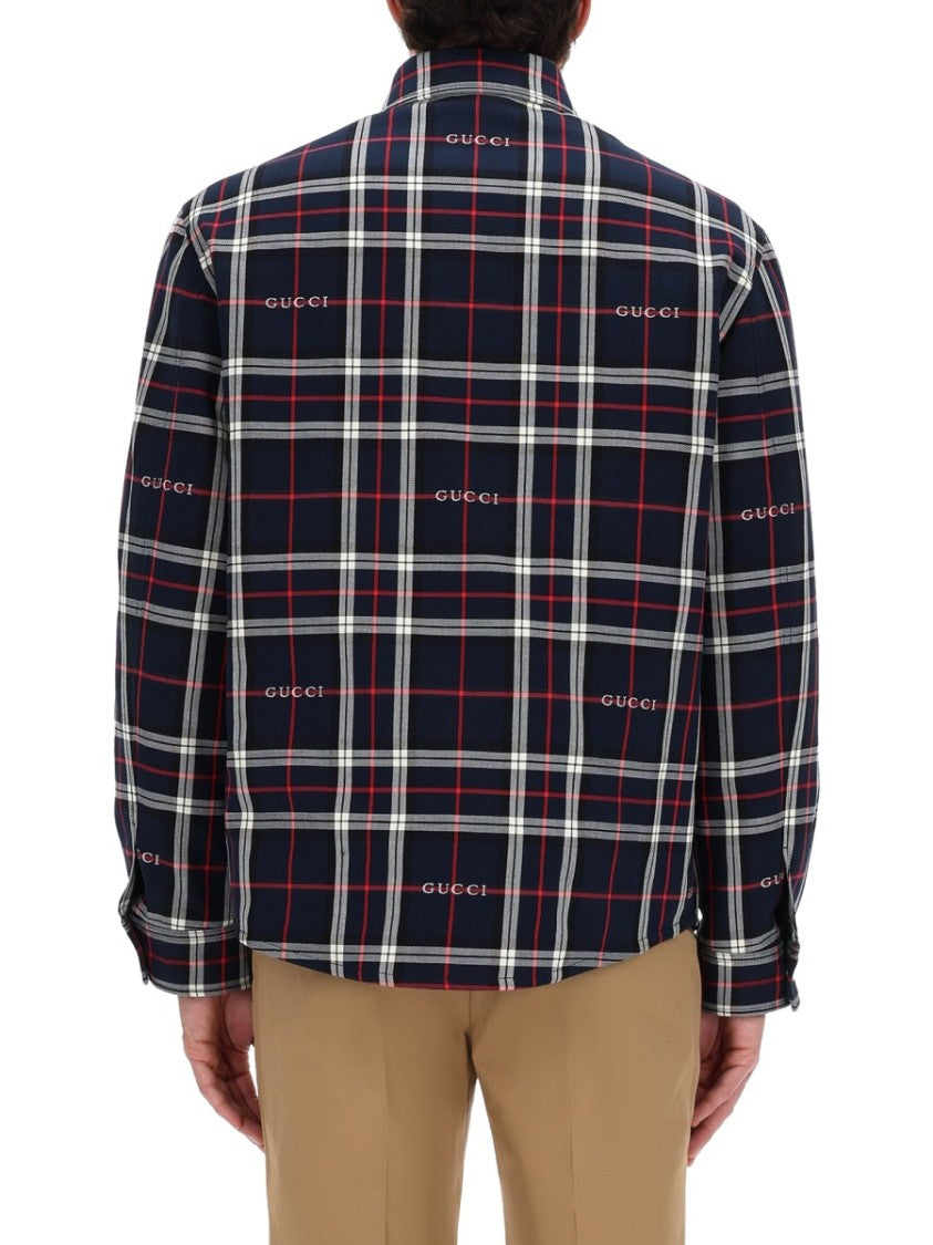 Gucci Plaid Cotton Overshirt With Integrated Logo