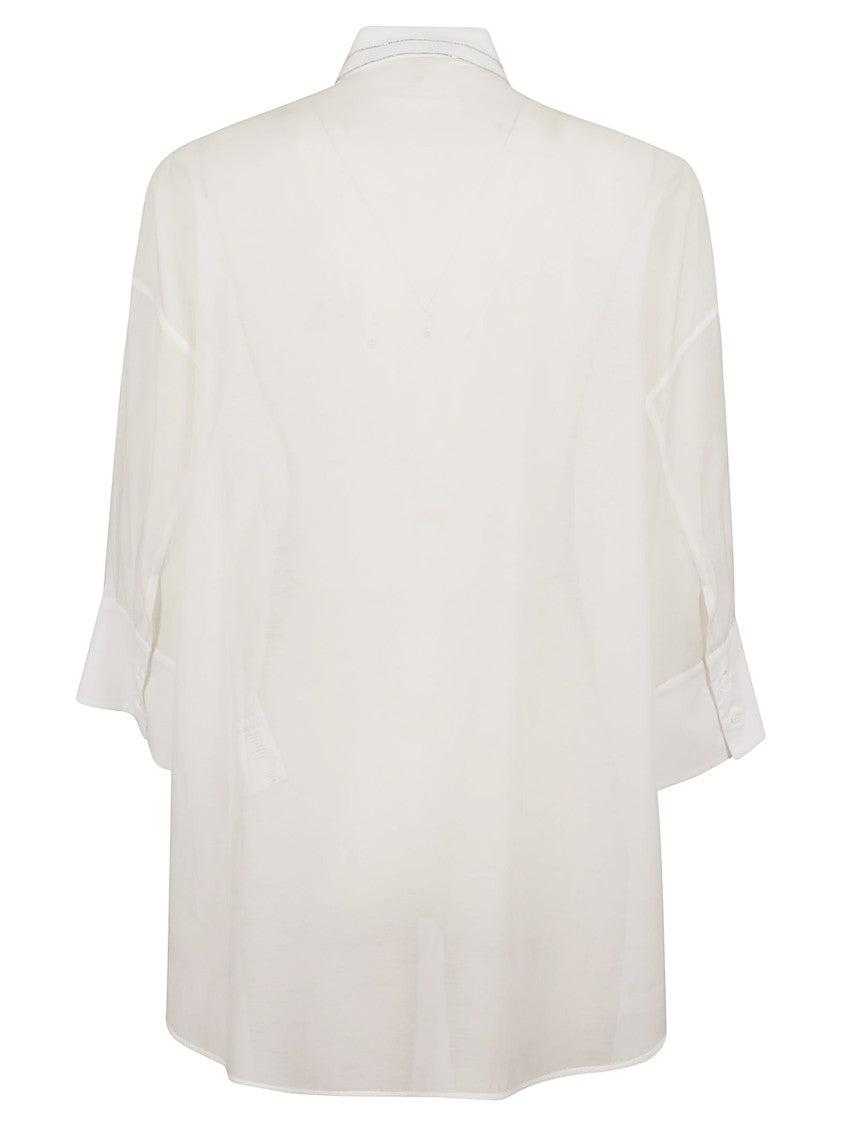 Peserico Paneled Silk-Cotton Organza Shirt With Classic Collar