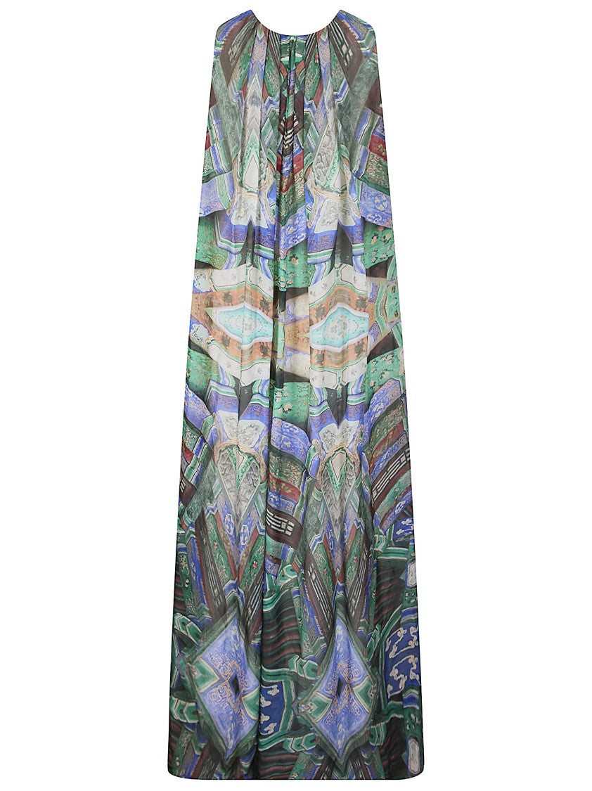 Hui Chiffon Midi Dress With Delicate Vintage Print