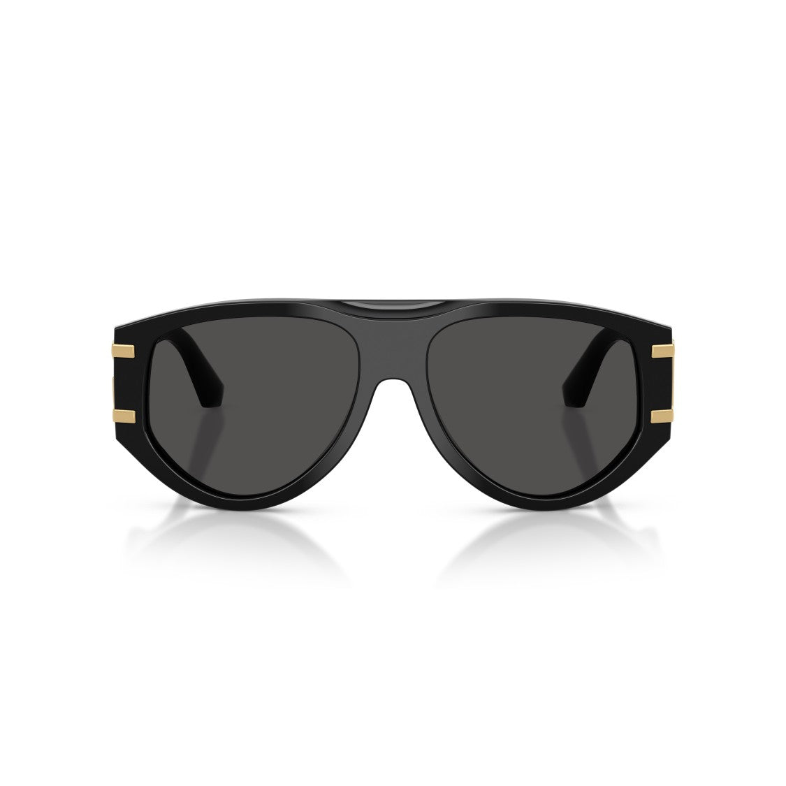 Dolce & Gabbana 0Dg4499 Bold Black Oversized Aviator Sunglasses With Gold Accents