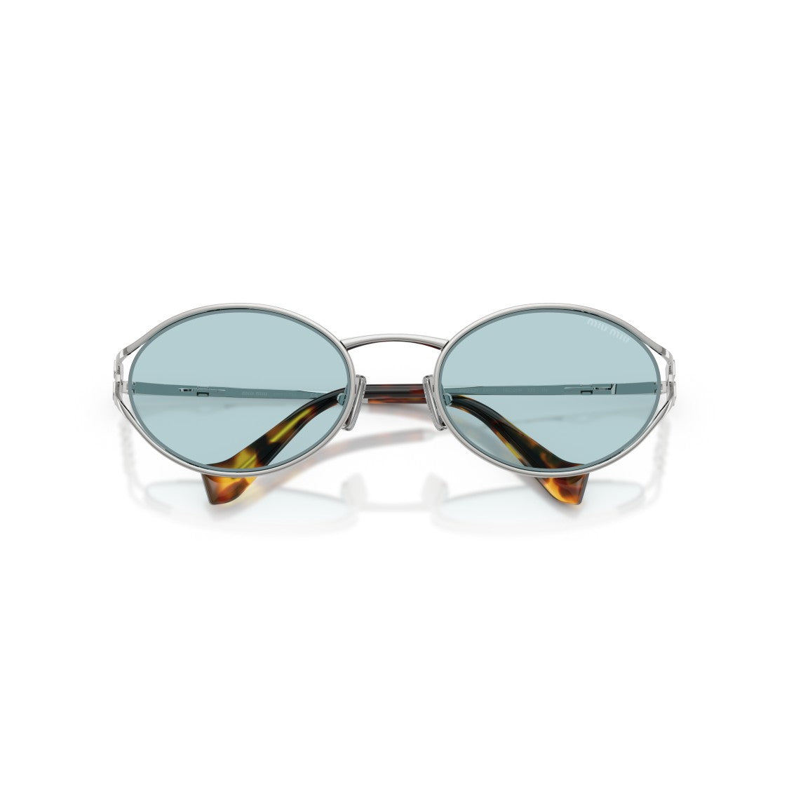 Miu Miu 0Mu 52Ys Oval Blue-Tinted Sunglasses