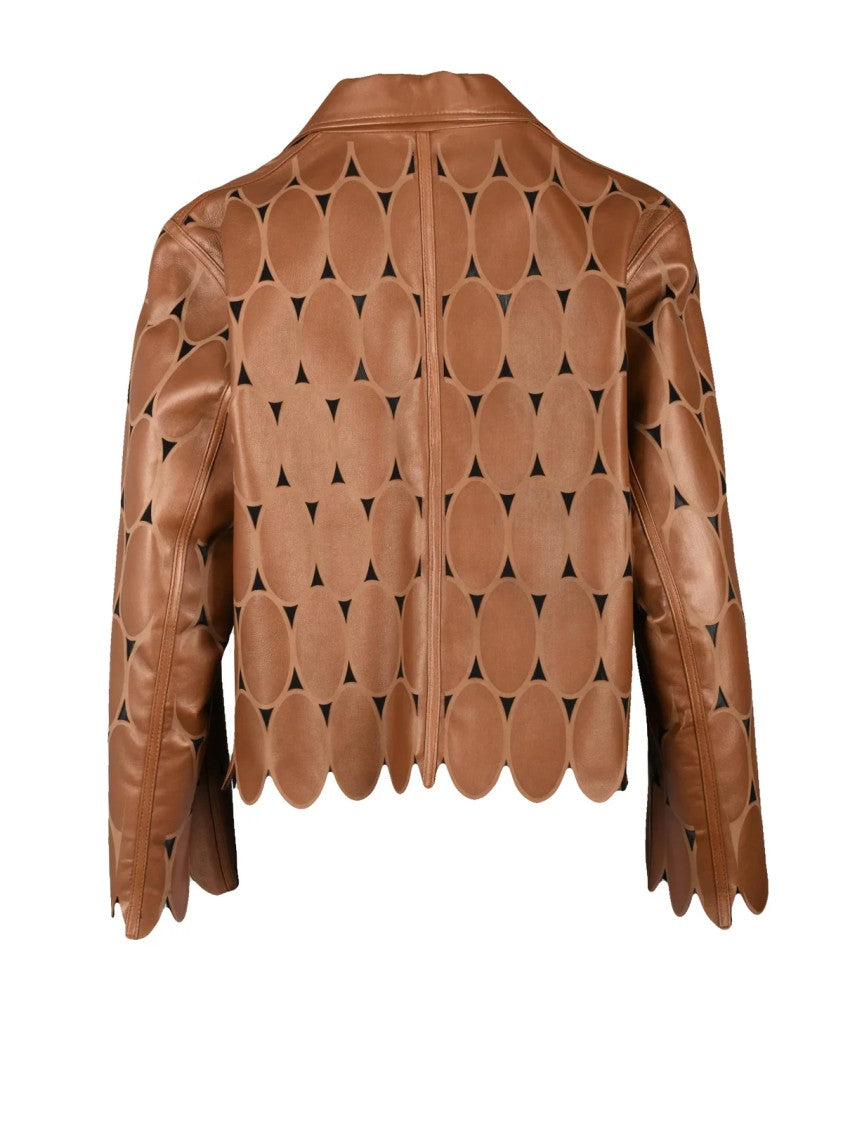 Sword 6.6.44 Brown Short Bell-Sleeve Leather Jacket