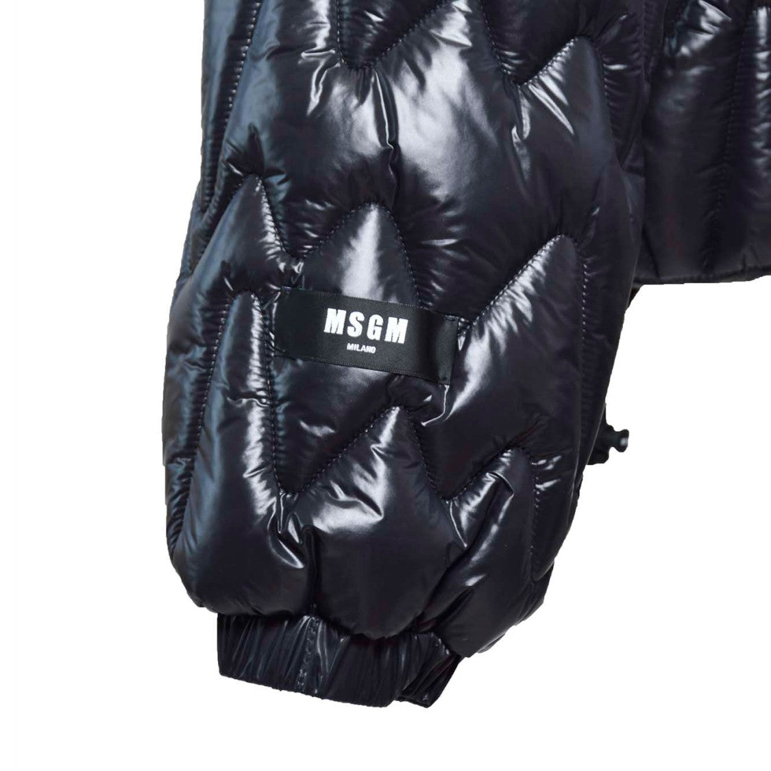 Msgm Black Quilted Jacket With "Themwave" Pattern