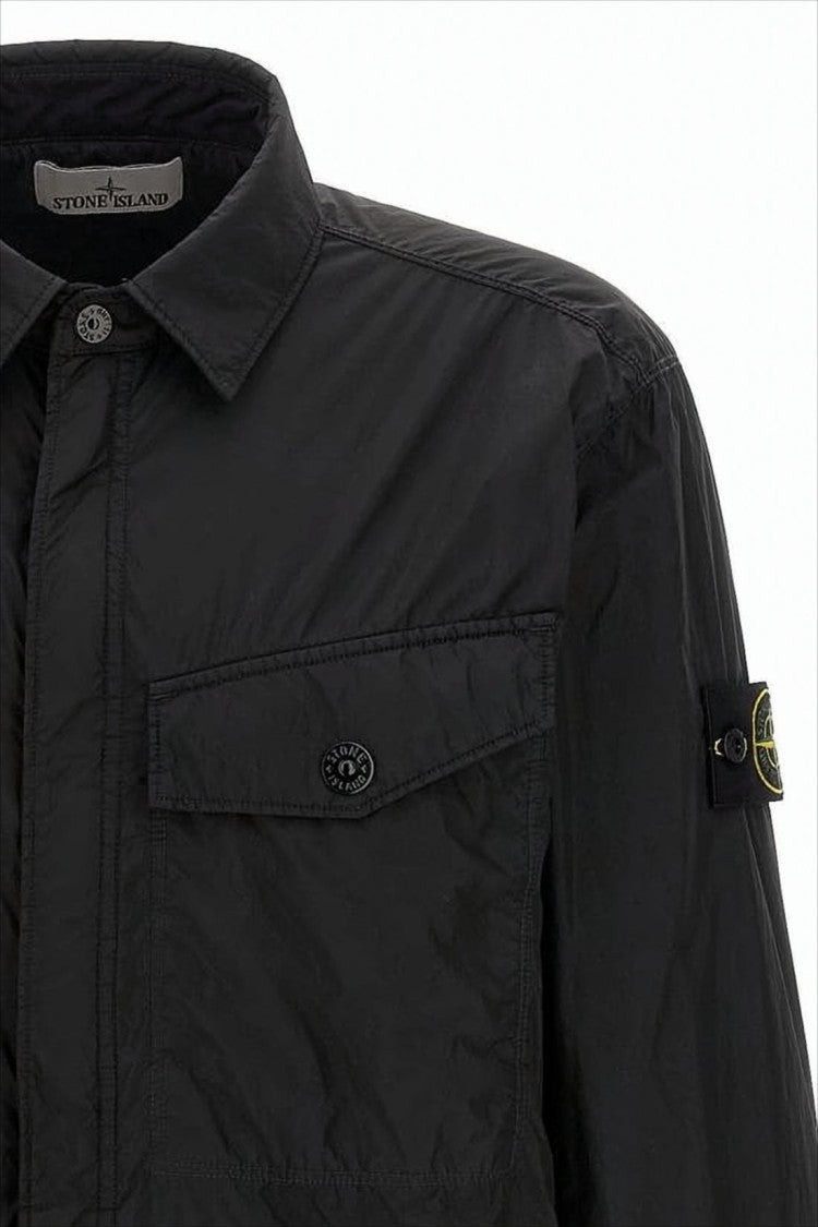 Stone Island Lightweight Nylon Jacket With Classic Collar And Signature Patch